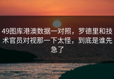 49图库港澳数据一对照，罗德里和技术官员对视那一下太怪，到底是谁先急了