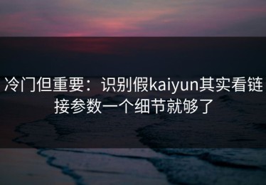 冷门但重要：识别假kaiyun其实看链接参数一个细节就够了