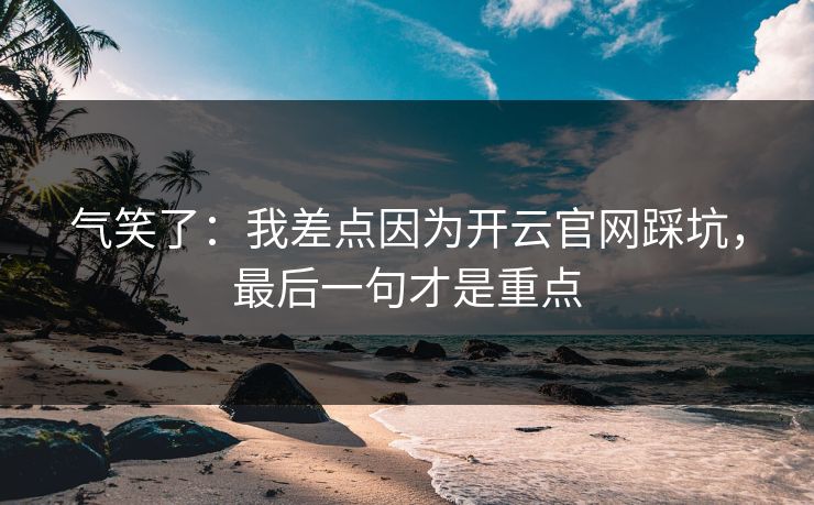 气笑了：我差点因为开云官网踩坑，最后一句才是重点