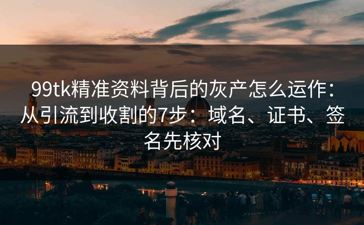 99tk精准资料背后的灰产怎么运作:从引流到收割的7步:域名、证书、签名先核对 99tk精准资料背后的灰产怎么运作:从引流到收割的7步:域名、证书、签名先核对