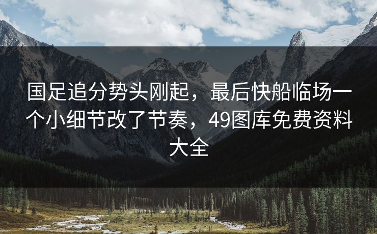 国足追分势头刚起,最后快船临场一个小细节改了节奏,49图库免费资料大全 国足追分势头刚起,最后快船临场一个小细节改了节奏,49图库免费资料大全